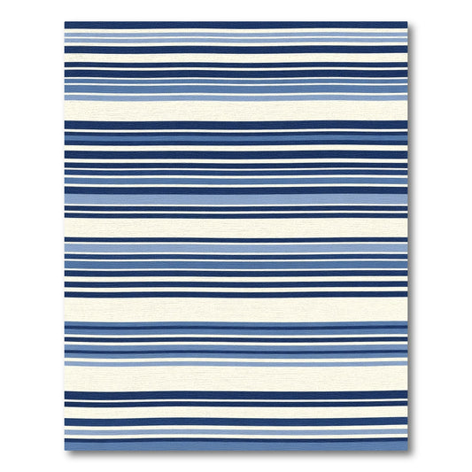 Classic Navy Blue Cream Striped Aura Rug