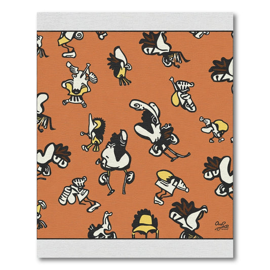 Whimsical Creatures Orange Abstract Artwork Rug