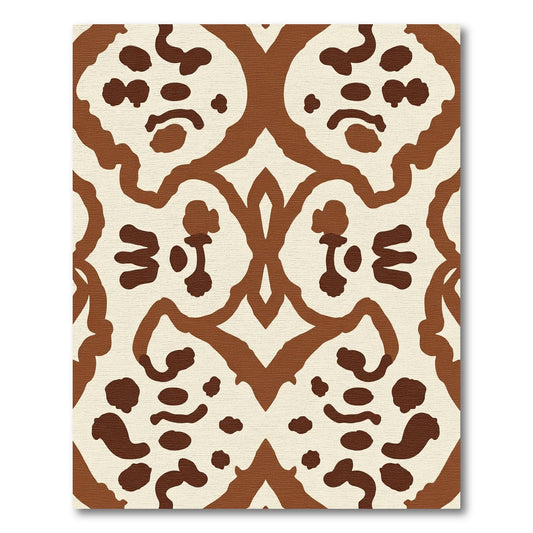 Retro Ochre Tribal Scroll Rug