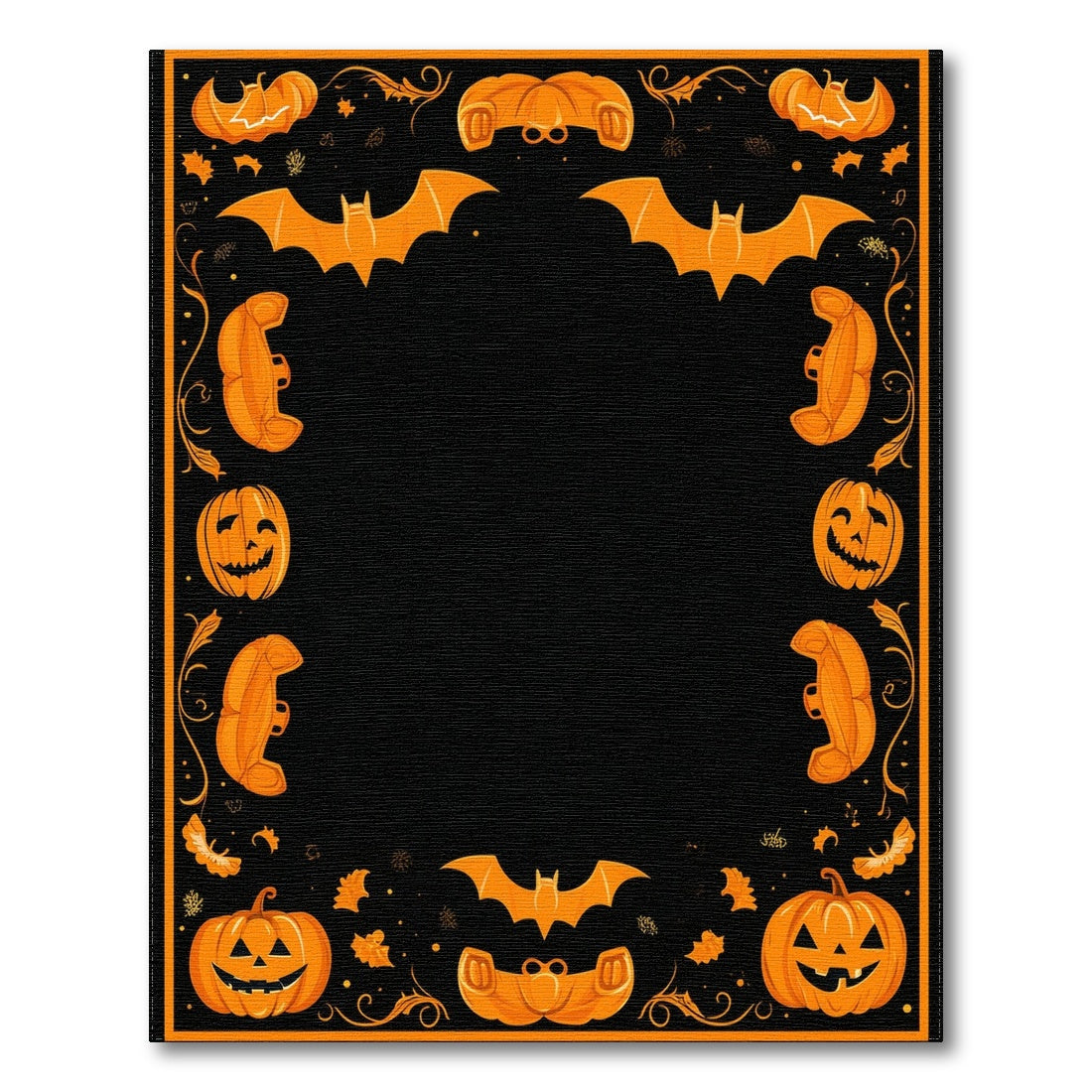 Halloween Orange Pumpkin Bat Area Rug