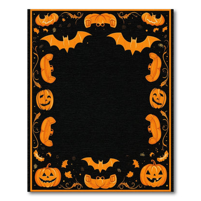 Halloween Orange Pumpkin Bat Area Rug