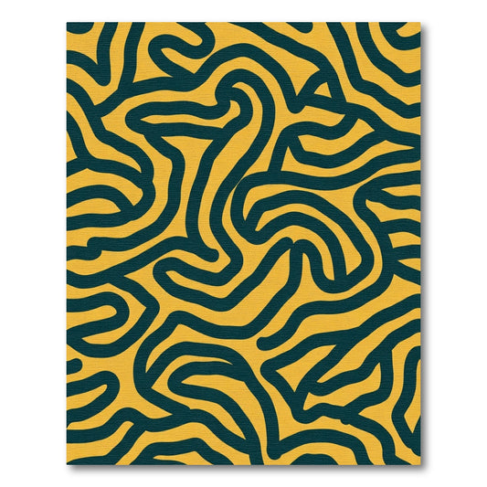 Bold Yellow Abstract Line Flow Rug