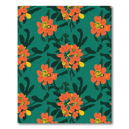 Bold Orange Blossom Teal Floral Rug