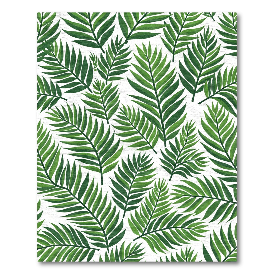 Green Fern Leaves Tropical Repeat Rug