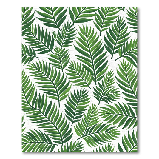 Green Fern Leaves Tropical Repeat Rug