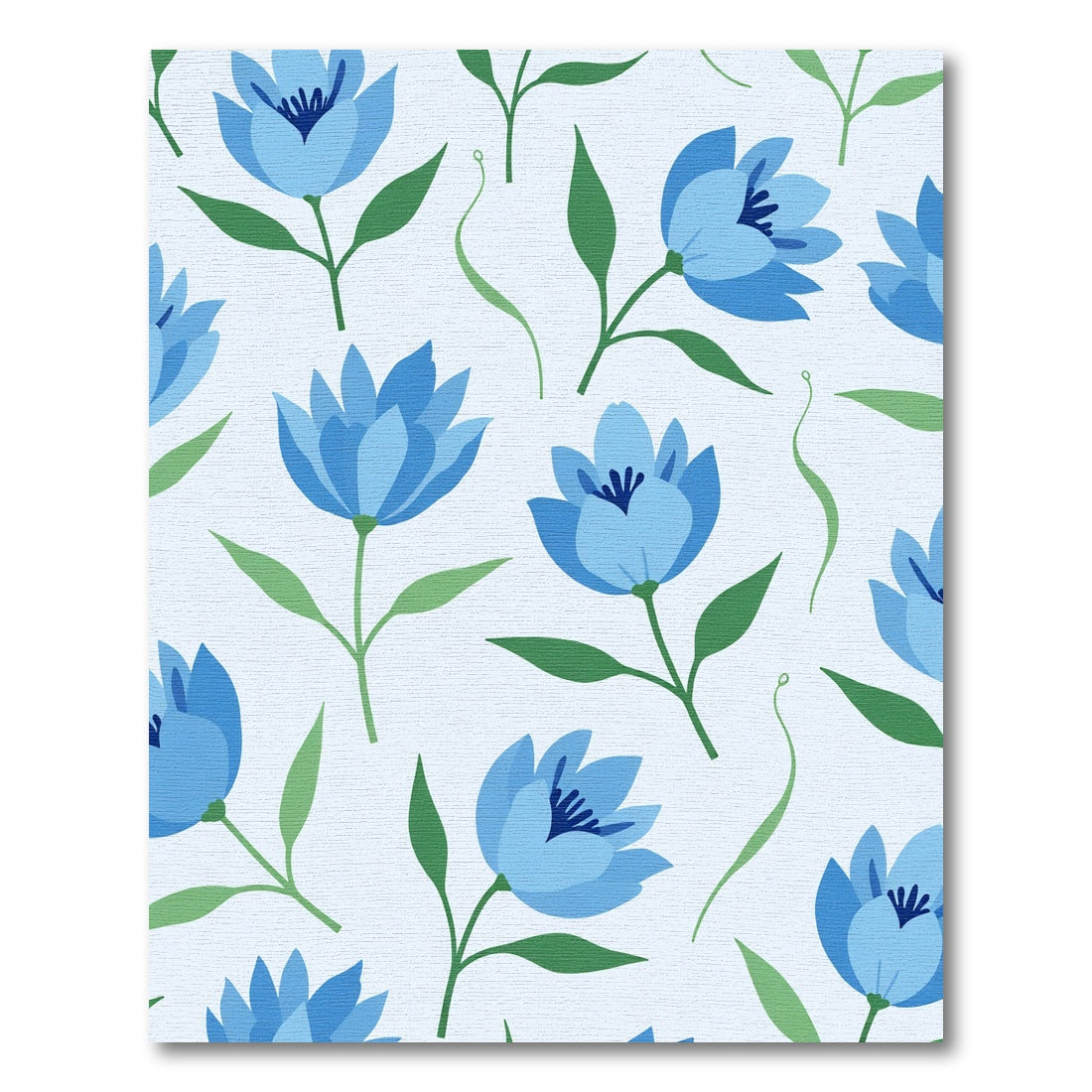 Gentle Blue Floral Garden Pattern Rug