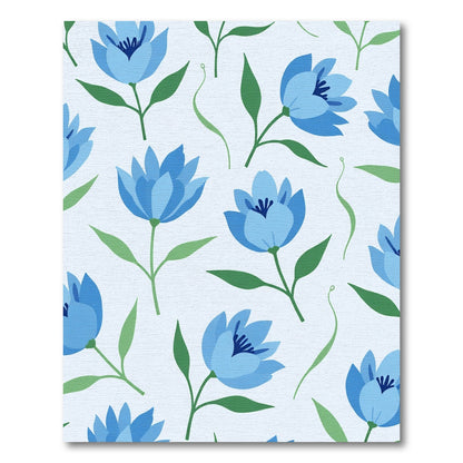 Gentle Blue Floral Garden Pattern Rug