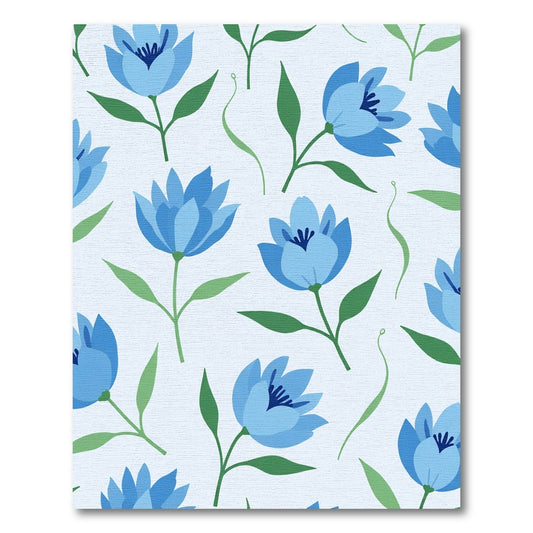 Gentle Blue Floral Garden Pattern Rug