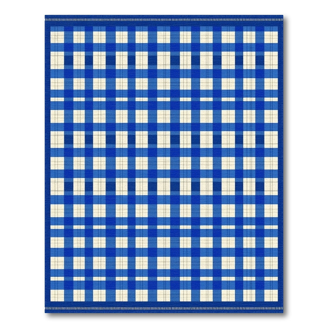 Blue Checkered Geometric Area Rug