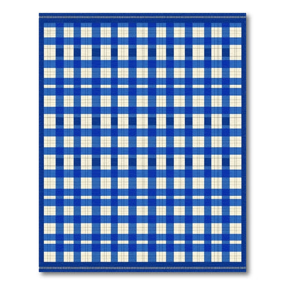 Blue Checkered Geometric Area Rug