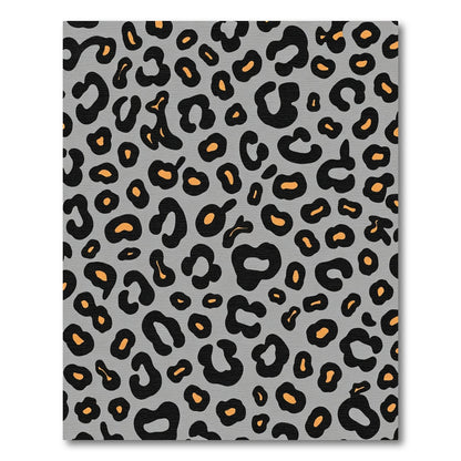 Gray Black Orange Leopard Spots Rug