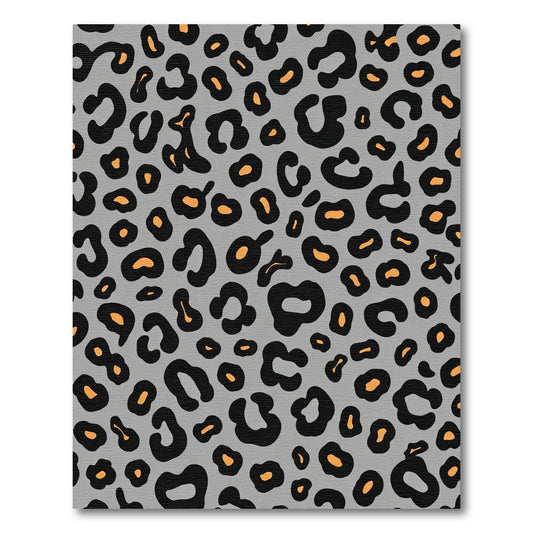 Gray Black Orange Leopard Spots Rug