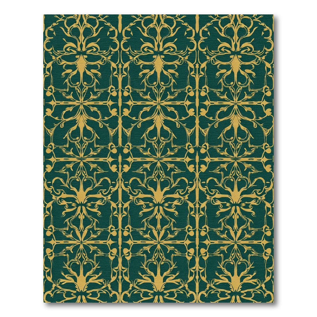 Emerald Gold Art Nouveau Floral Rug