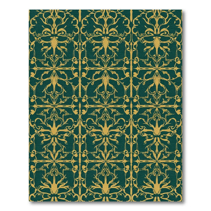 Emerald Gold Art Nouveau Floral Rug