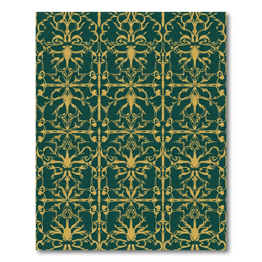 Emerald Gold Art Nouveau Floral Rug