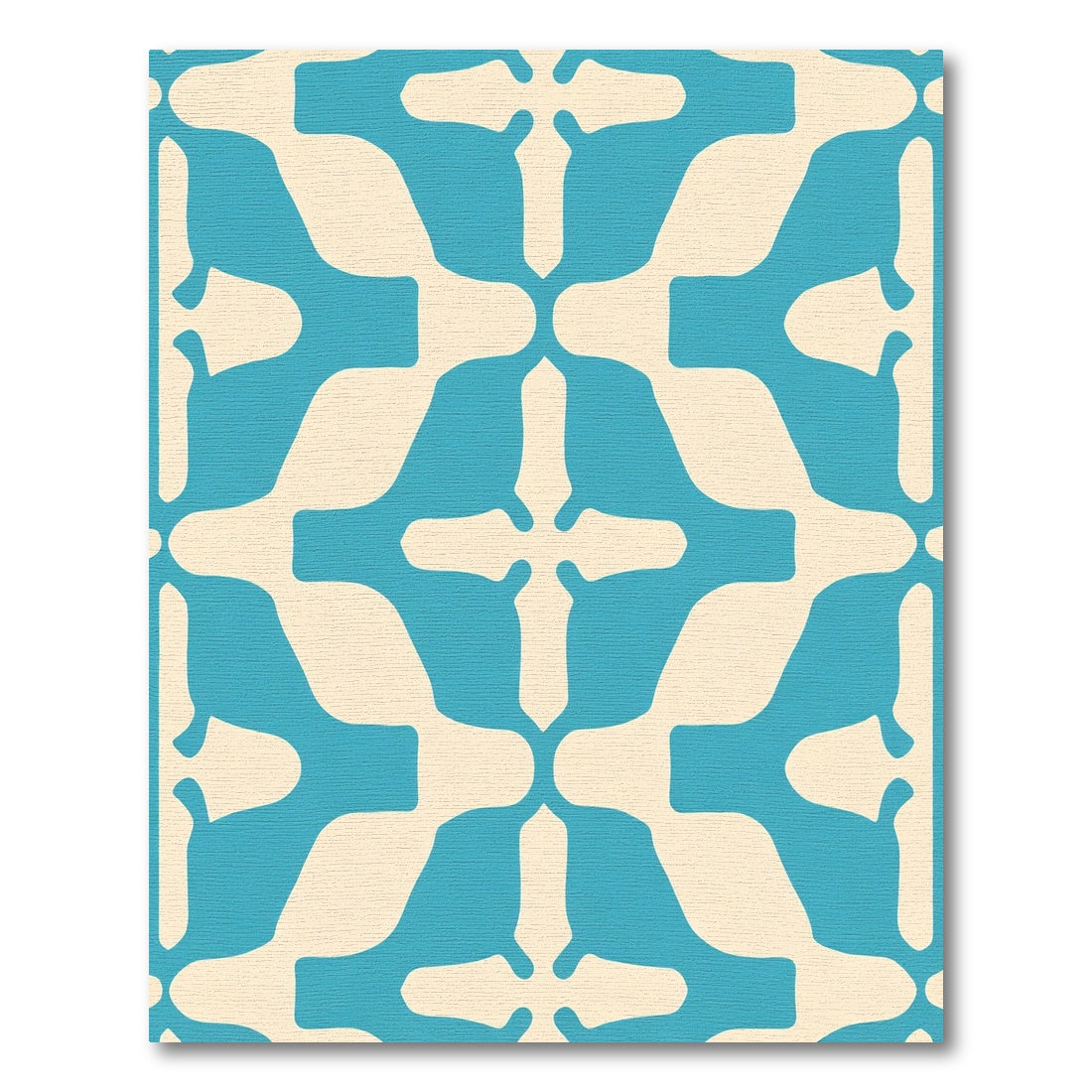 Aqua Cream Abstract Square Motif Rug