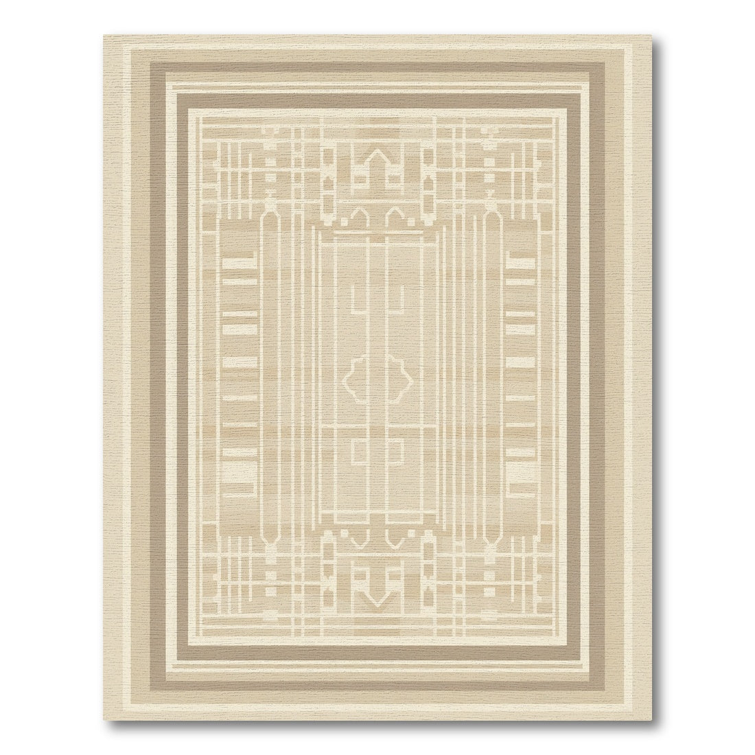 Neutral Geometric Step Frame Rug