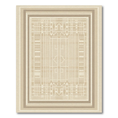Neutral Geometric Step Frame Rug