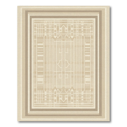 Neutral Geometric Step Frame Rug