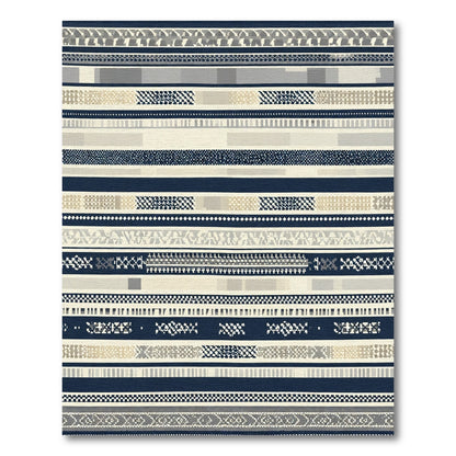 Neutral Geometric Stripe Patchwork Rug