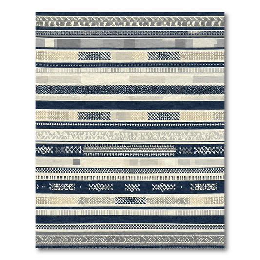 Neutral Geometric Stripe Patchwork Rug
