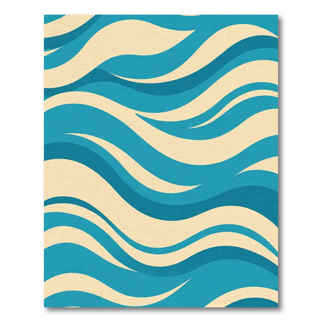Aqua Cream Abstract Wave Rug