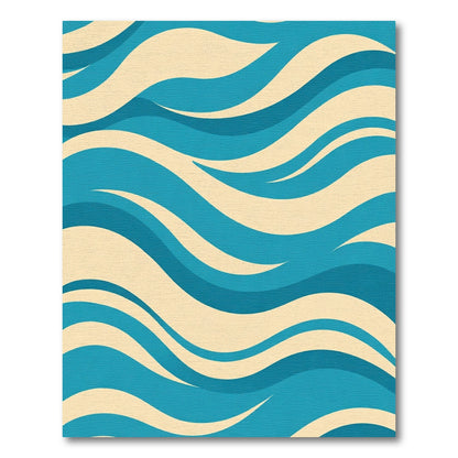 Aqua Cream Abstract Wave Rug