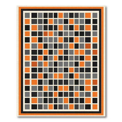 Modern Orange Gray Black Squares Rug
