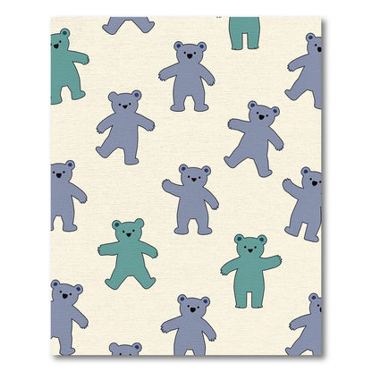 Whimsical Blue Teal Teddy Bear Repeat Rug