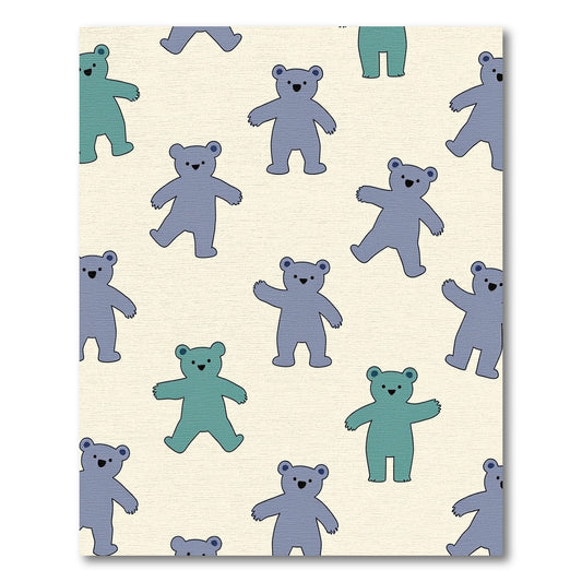 Whimsical Blue Teal Teddy Bear Repeat Rug
