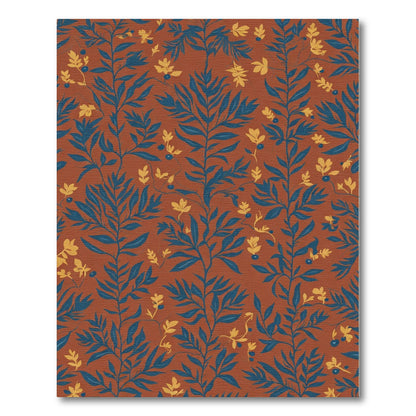 Blue Leafy Vine With Yellow Berries Rug