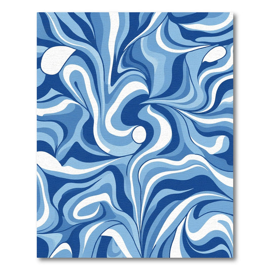 Fluid Blue Swirl Abstract Rug
