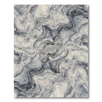 Abstract Area Blue and Teal Blue Marble Swirl Area Rug