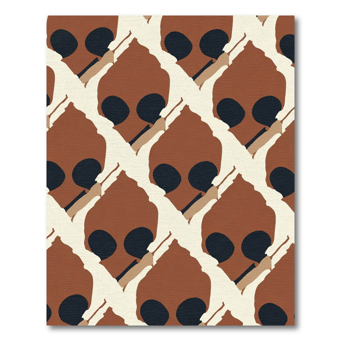 Abstract Terracotta Black Organic Forms Rug