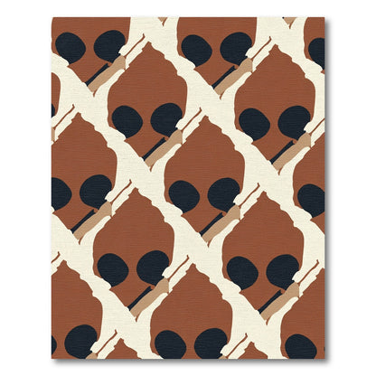 Abstract Terracotta Black Organic Forms Rug