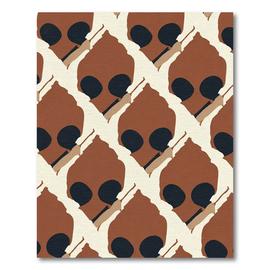 Abstract Terracotta Black Organic Forms Rug