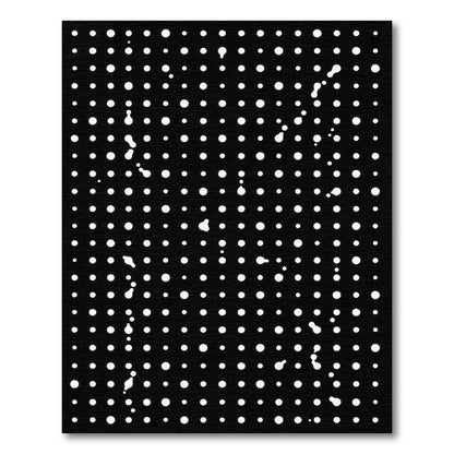 Contemporary Black White Dotted Grid Rug