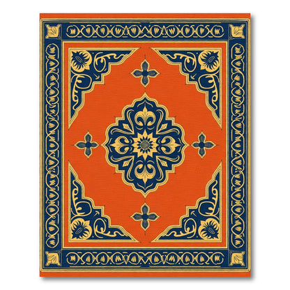 Ornate Orange and Navy Medallion Rug