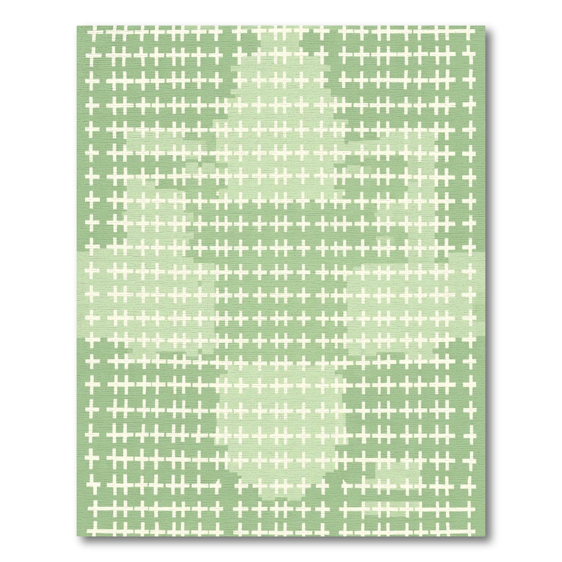 Subtle Pale Green Cross Grid Rug