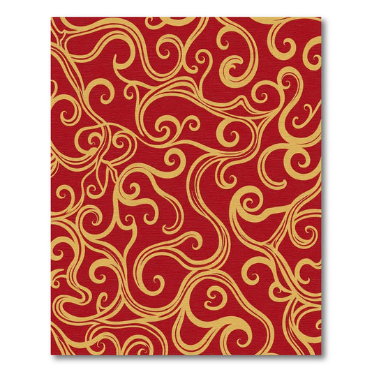 Crimson Gold Vine Swirl Rug