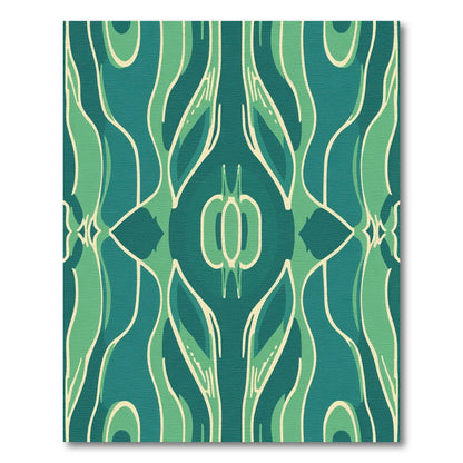 Teal And Green Abstract Organic Swirls Rug