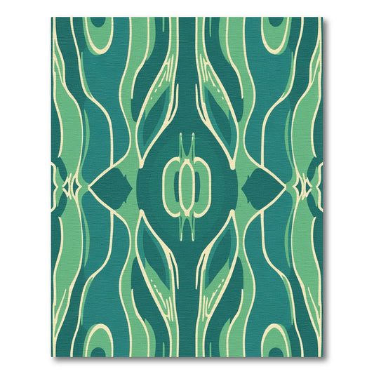 Teal And Green Abstract Organic Swirls Rug