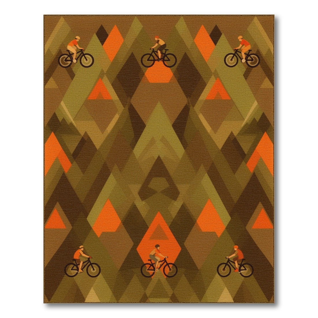 Geometric Mountain Bike Brown Area Rug