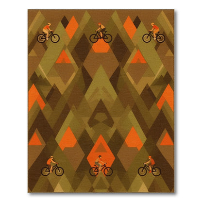 Geometric Mountain Bike Brown Area Rug