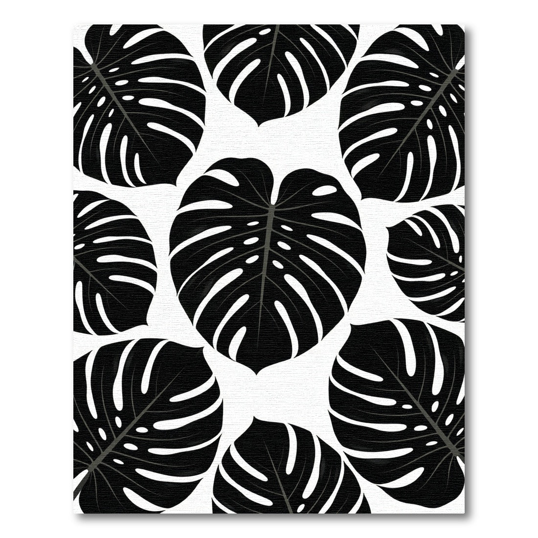 Bold Black Tropical Leaf Collage Rug