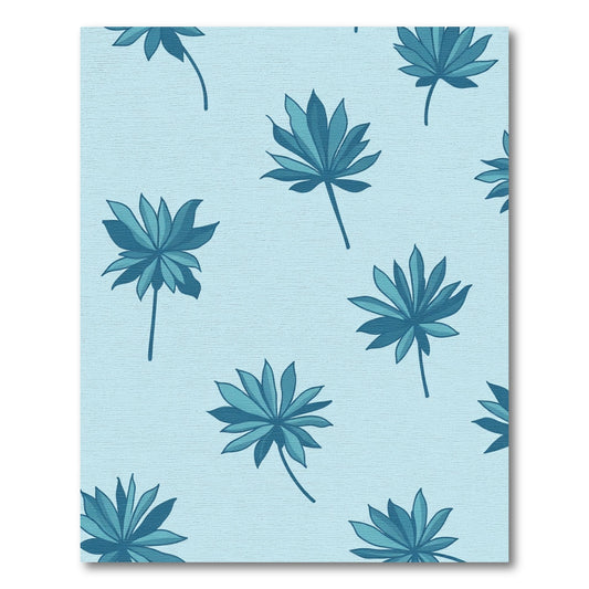 Aqua Palm Frond Repeating Rug