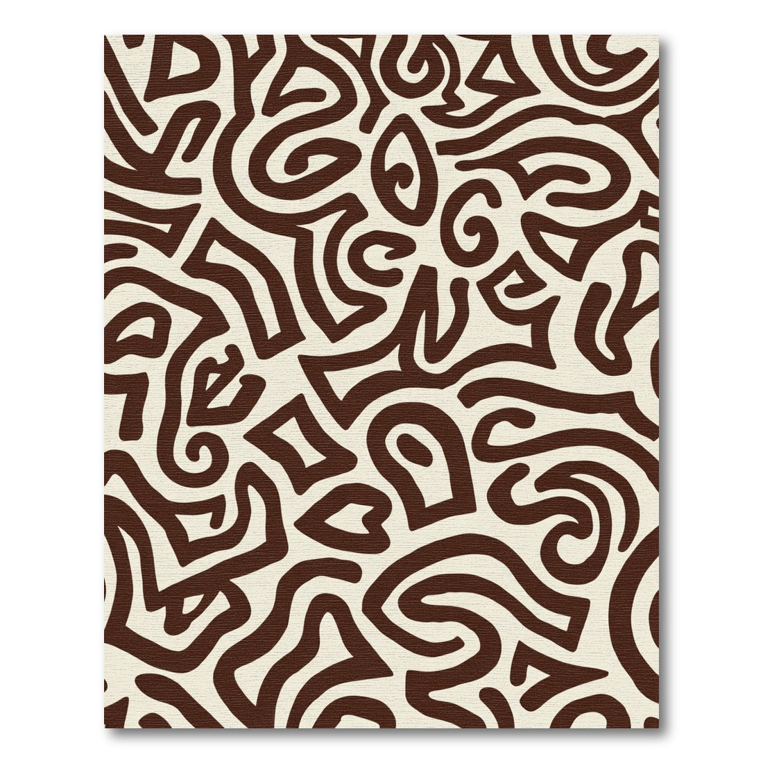 Organic Cream Brown Abstract Swirl Rug