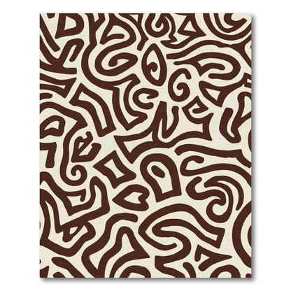 Organic Cream Brown Abstract Swirl Rug
