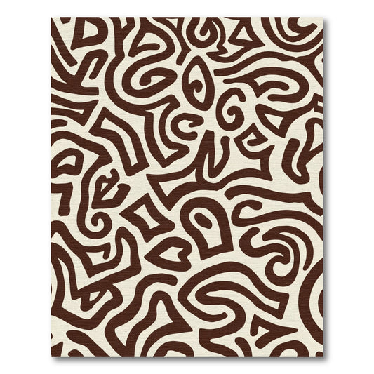 Organic Cream Brown Abstract Swirl Rug