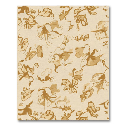 Golden Beige Abstract Floral Swirl Rug